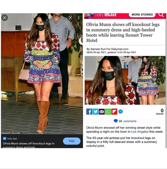 Alice + Olivia Rowen Floral Tiered Square Neck Mini Cocktail Dress Size Medium - Picture 15 of 16